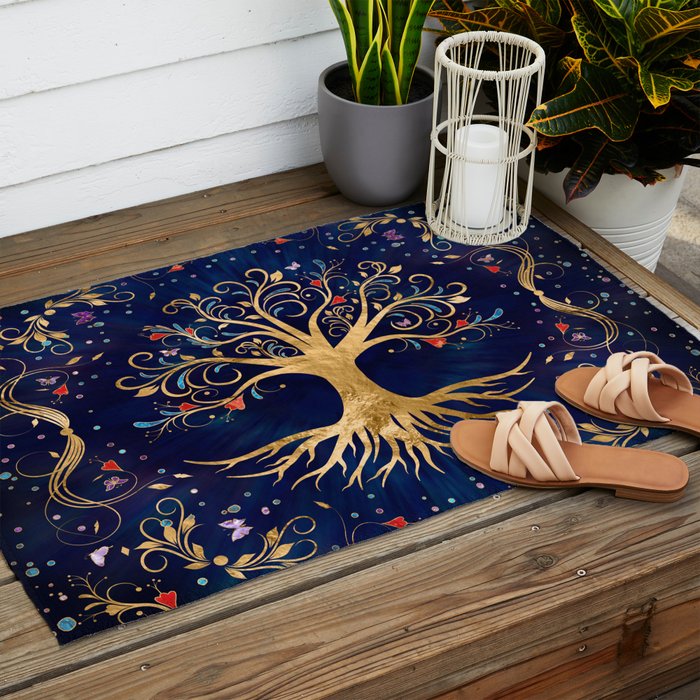 Colorful Tree of Life - Yggdrasil  Outdoor Rug Gallery Image 2