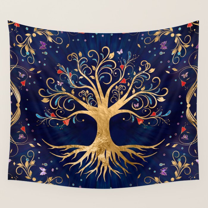 Colorful Tree of Life - Yggdrasil  Wall Tapestry Gallery Image 4