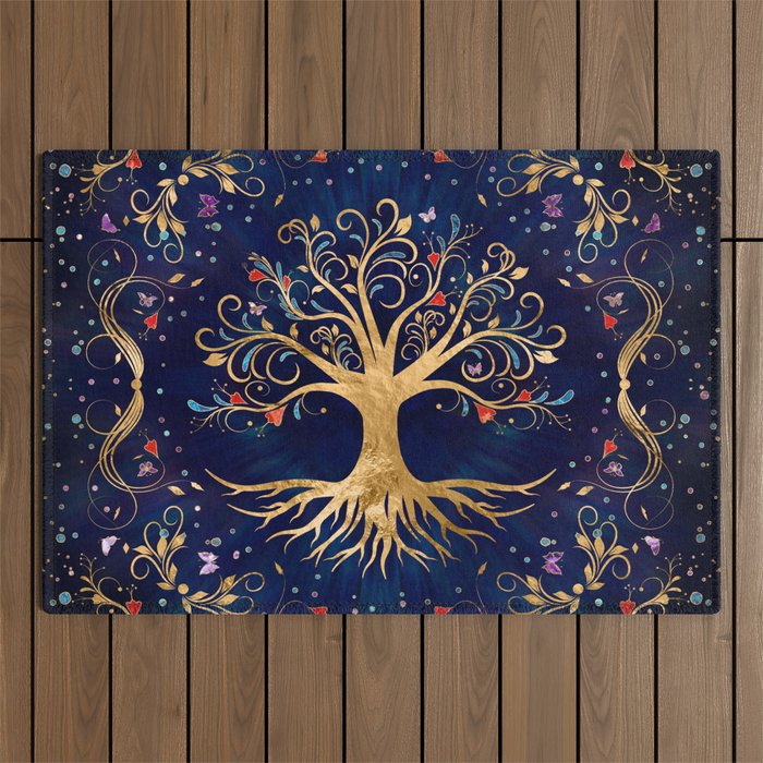 Colorful Tree of Life - Yggdrasil  Outdoor Rug Gallery Image 1