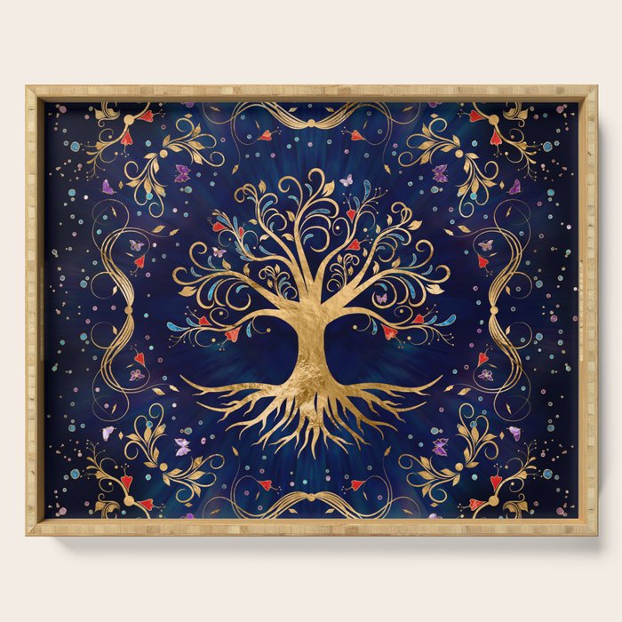 Colorful Tree of Life - Yggdrasil  Serving Tray Gallery Image 1