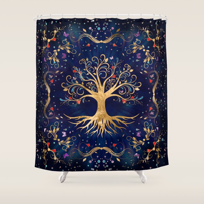 Colorful Tree of Life - Yggdrasil  Shower Curtain Gallery Image 1