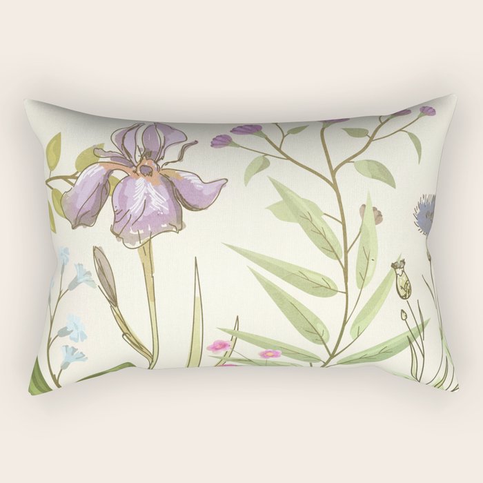 Little Blooming Wildflowers Rectangular Pillow Gallery Image 1