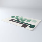 Deep Green Pattern Mid-century Modern Simple Geometric Pattern Watercolor Minimalist Art Squares Rug Gallery Image 3