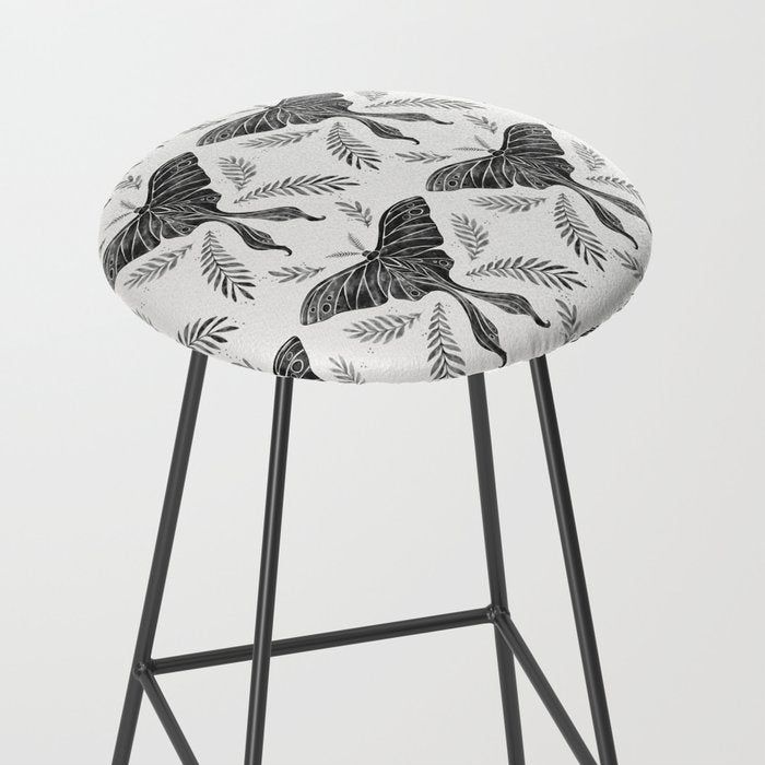 Watercolor Luna Moth in Black and White Stool Gallery Image 2