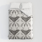 Watercolor Luna Moth in Black and White Comforter Gallery Image 6