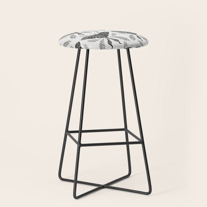 Watercolor Luna Moth in Black and White Stool Gallery Image 1