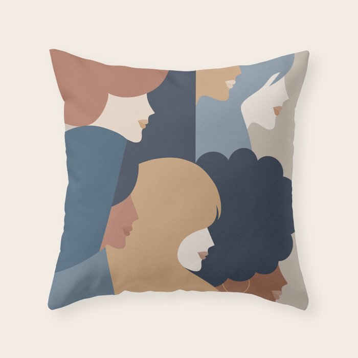Girl Power portrait - we persist - Earthy #girlpower Throw Pillow Gallery Image 1