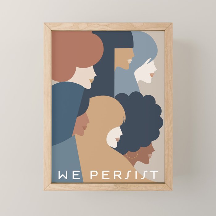 Girl Power portrait - we persist - Earthy #girlpower Mini Art Print Gallery Image 1