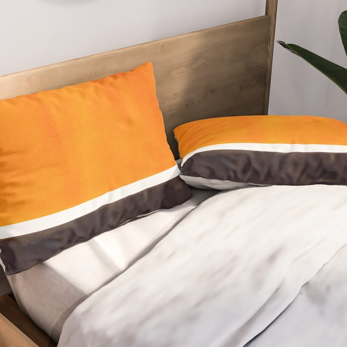 Minimalist Mid Century Modern Color Block Pop Art Rothko Inspired Golden Yellow Black Squares Pillow Sham Gallery Image 2