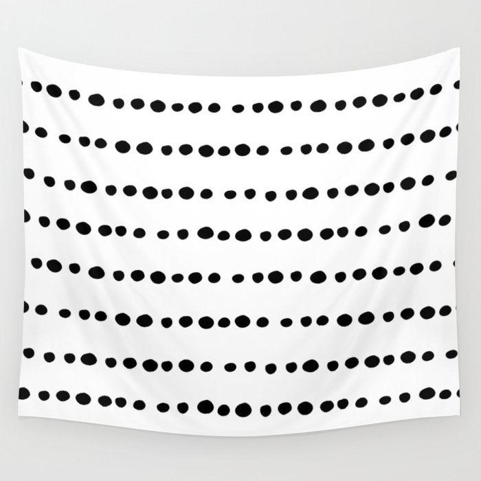 Spotted, Mudcloth, White and Black, Boho Print Wall Tapestry Gallery Image 4