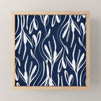 Botanical Wisps Abstract Pattern in Nautical Navy Blue and White  Mini Art Print Gallery Image 1