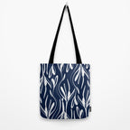 Botanical Wisps Abstract Pattern in Nautical Navy Blue and White  Tote Bag Gallery Image 2