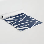 Botanical Wisps Abstract Pattern in Nautical Navy Blue and White  Yoga Mat Gallery Image 2
