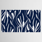 Botanical Wisps Abstract Pattern in Nautical Navy Blue and White  Tablecloth Gallery Image 2