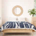 Botanical Wisps Abstract Pattern in Nautical Navy Blue and White  Duvet Cover Gallery Image 3