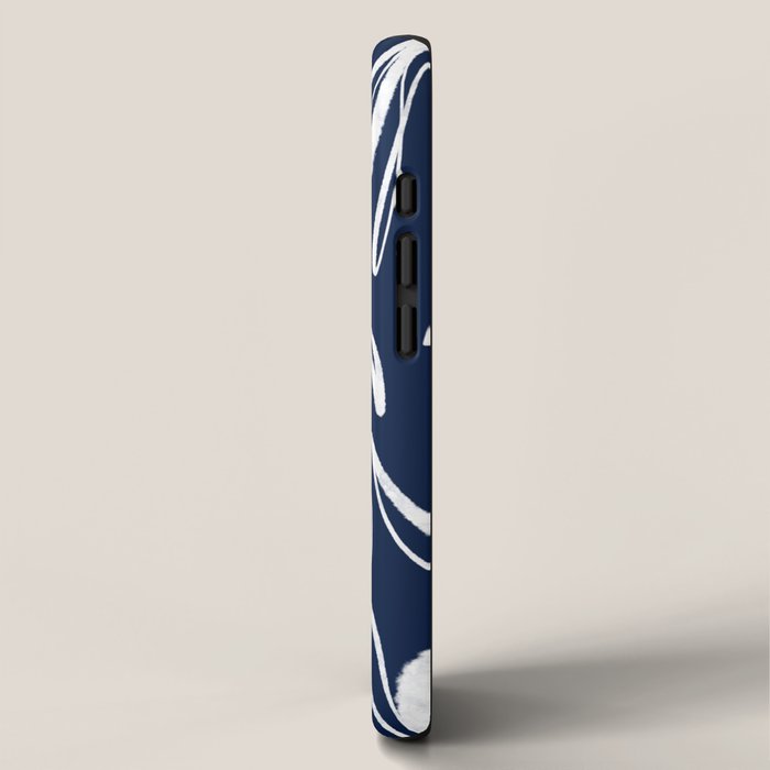 Botanical Wisps Abstract Pattern in Nautical Navy Blue and White  iPhone Case Gallery Image 2