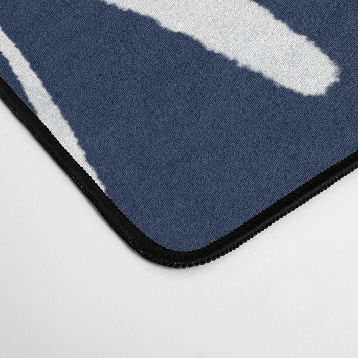 Botanical Wisps Abstract Pattern in Nautical Navy Blue and White  Desk Mat Gallery Image 4