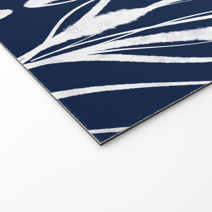 Botanical Wisps Abstract Pattern in Nautical Navy Blue and White  Welcome Mat Gallery Image 2