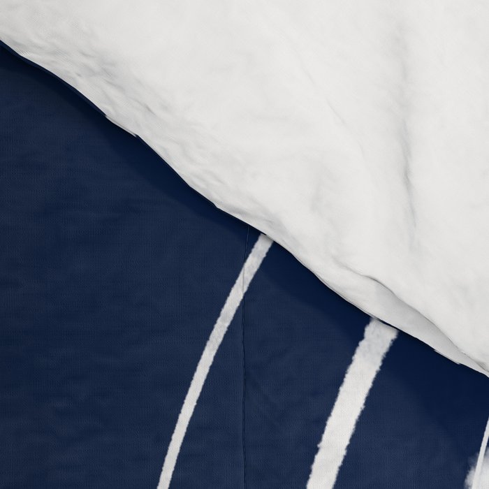 Botanical Wisps Abstract Pattern in Nautical Navy Blue and White  Comforter Gallery Image 4