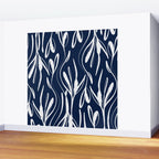 Botanical Wisps Abstract Pattern in Nautical Navy Blue and White  Wall Mural Gallery Image 2