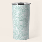 Mandala, Yoga, Love, Flower of Life, Teal Green Travel Mug Gallery Image 1