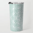 Mandala, Yoga, Love, Flower of Life, Teal Green Travel Mug Gallery Image 3