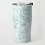 Mandala, Yoga, Love, Flower of Life, Teal Green Travel Mug Gallery Image 2