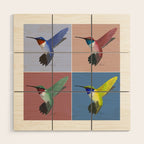 05 Blue, Red, Green, Yellow Hummingbird Wood Wall Art Gallery Image 1