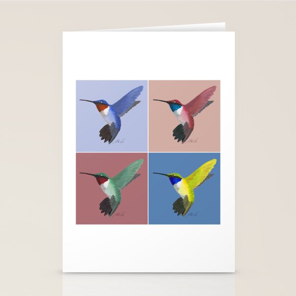 05 Blue, Red, Green, Yellow Hummingbird Stationery Card Gallery Image 2
