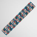 I gnome you // dark teal background little happy and lovely gnomes with rainbows vivid red hearts Table Runner Gallery Image 3