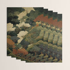 Japanese green Forest Painting Autumn Art Japandi Wall Art maximalist Art Nouveau Botanical Print Wrapping Paper Gallery Image 3