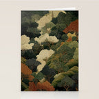 Japanese green Forest Painting Autumn Art Japandi Wall Art maximalist Art Nouveau Botanical Print Stationery Card Gallery Image 2