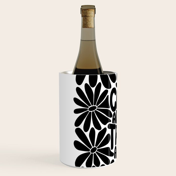B&W Retro Floral Lettering - You can always try again Wine Chiller Gallery Image 2