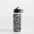 B&W Retro Floral Lettering - You can always try again Water Bottle Gallery Image 1