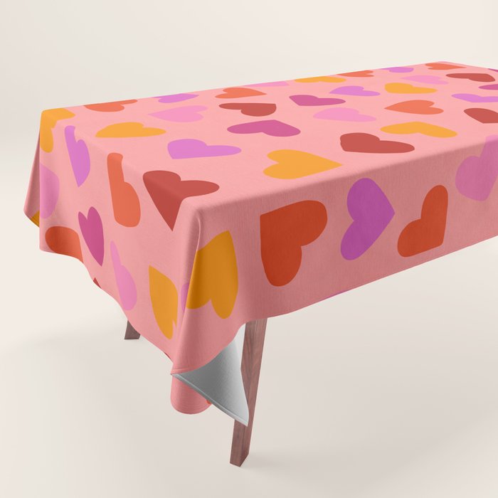 Colorful Heart Pattern for Valentine's Day Tablecloth Gallery Image 1