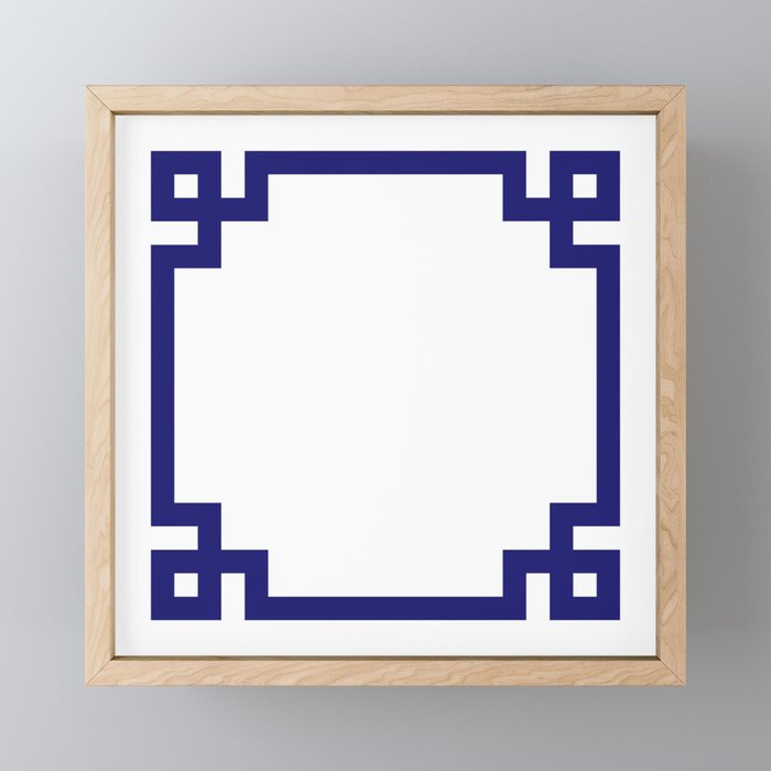 Midnight Blue Greek Key Border Mini Art Print Gallery Image 1
