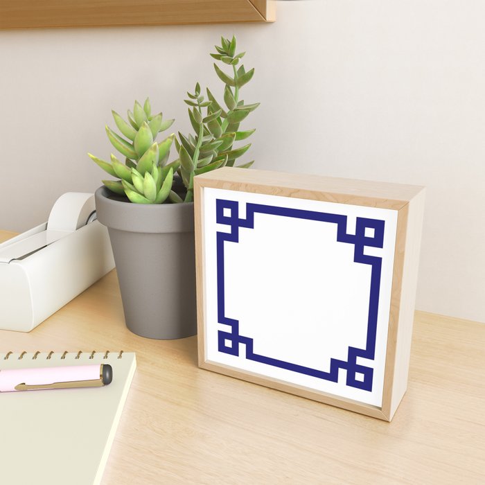 Midnight Blue Greek Key Border Mini Art Print Gallery Image 2