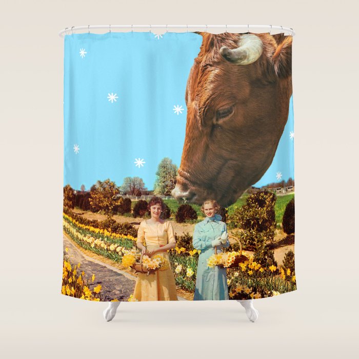 Spring Walk (Daffodils and Cows) Shower Curtain Gallery Image 1