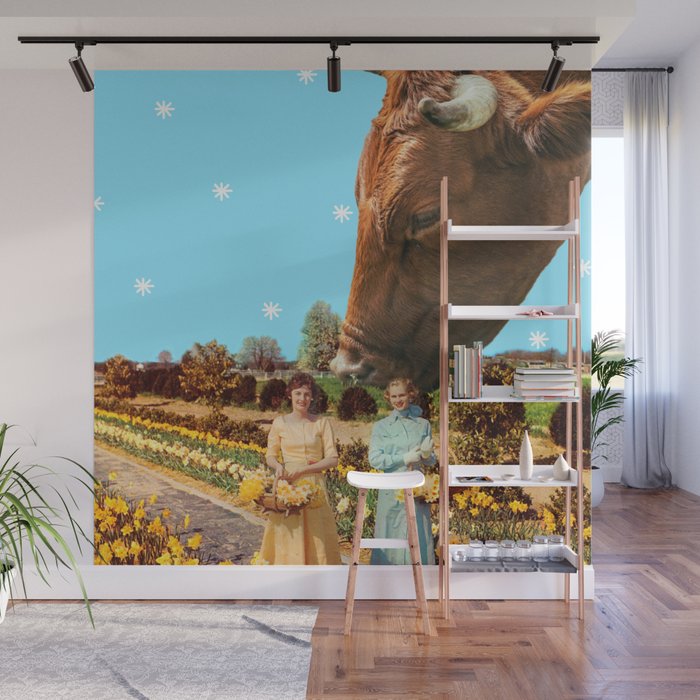 Spring Walk (Daffodils and Cows) Wall Mural Gallery Image 1