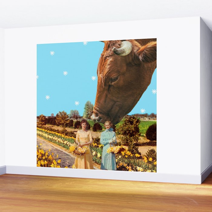 Spring Walk (Daffodils and Cows) Wall Mural Gallery Image 2