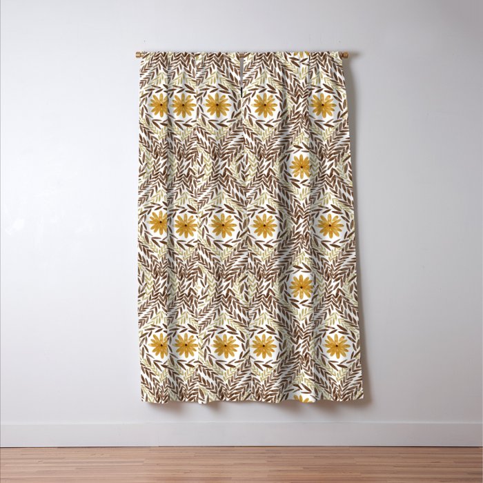 Golden Daisy Swirl Window Curtain Gallery Image 3