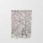 Chinoiserie Blush Pink Fresco Floral Garden Birds Oriental Botanical Wall Hanging Gallery Image 1