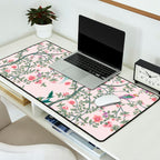 Chinoiserie Blush Pink Fresco Floral Garden Birds Oriental Botanical Desk Mat Gallery Image 2