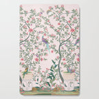 Chinoiserie Blush Pink Fresco Floral Garden Birds Oriental Botanical Cutting Board Gallery Image 1