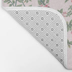 Chinoiserie Blush Pink Fresco Floral Garden Birds Oriental Botanical Bath Mat Gallery Image 2