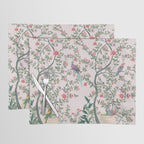 Chinoiserie Blush Pink Fresco Floral Garden Birds Oriental Botanical Placemat Gallery Image 1