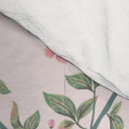Chinoiserie Blush Pink Fresco Floral Garden Birds Oriental Botanical Comforter Gallery Image 4