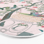 Chinoiserie Blush Pink Fresco Floral Garden Birds Oriental Botanical Bath Mat Gallery Image 3