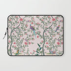 Chinoiserie Blush Pink Fresco Floral Garden Birds Oriental Botanical Laptop Sleeve Gallery Image 1
