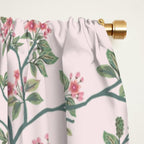 Chinoiserie Blush Pink Fresco Floral Garden Birds Oriental Botanical Window Curtain Gallery Image 2